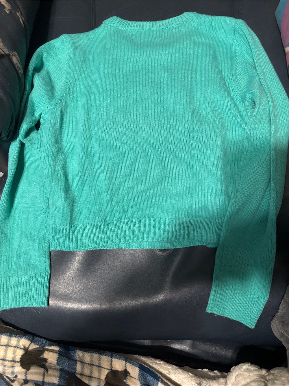 Iron Fist Turquoise Crewneck Sweater with One-Eyed Monster Burger Motif - Picture 4 of 6